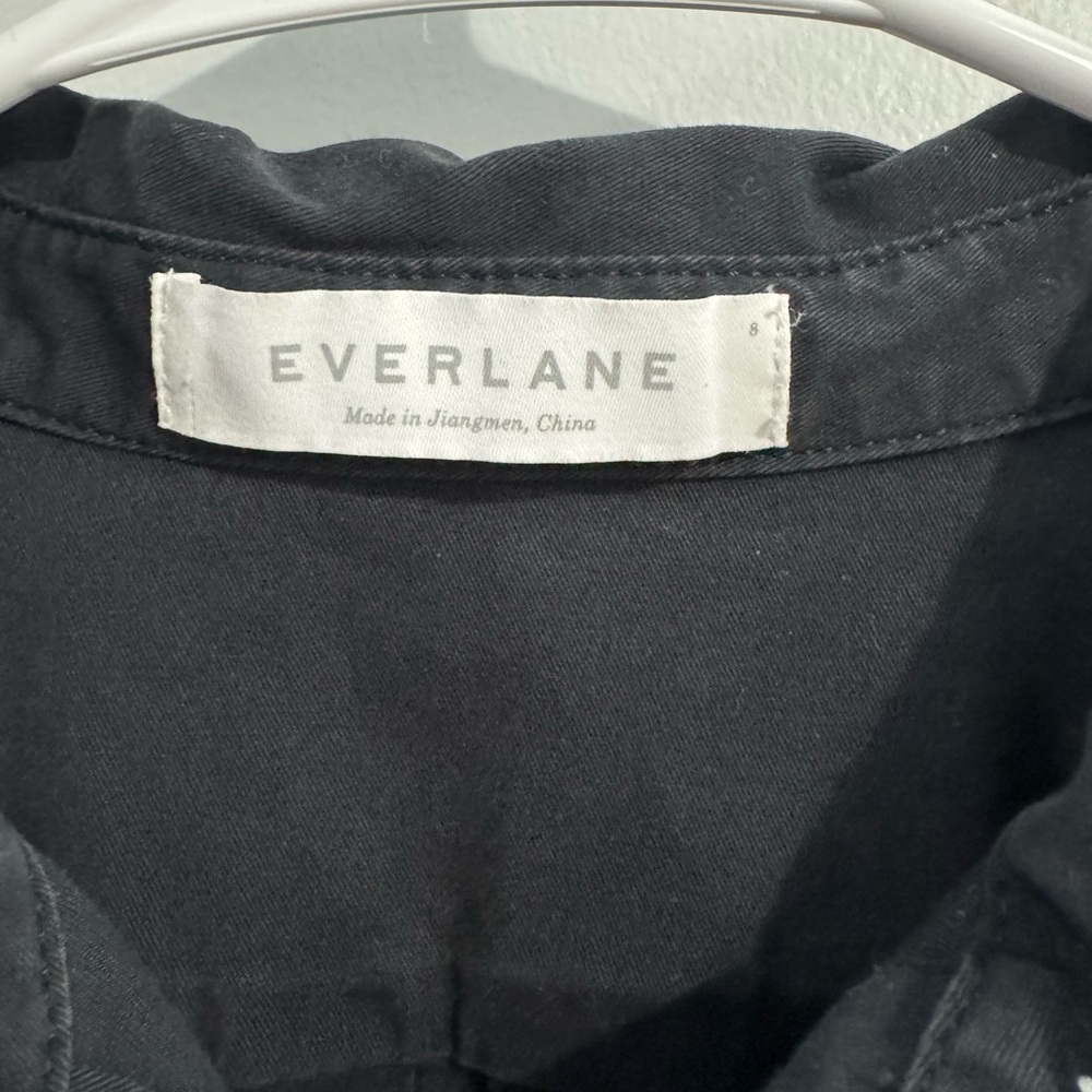 Everlane Shirt Dress Black Button Up Long Sleeve Womens Knee Length Size 8 - Picture 4 of 4